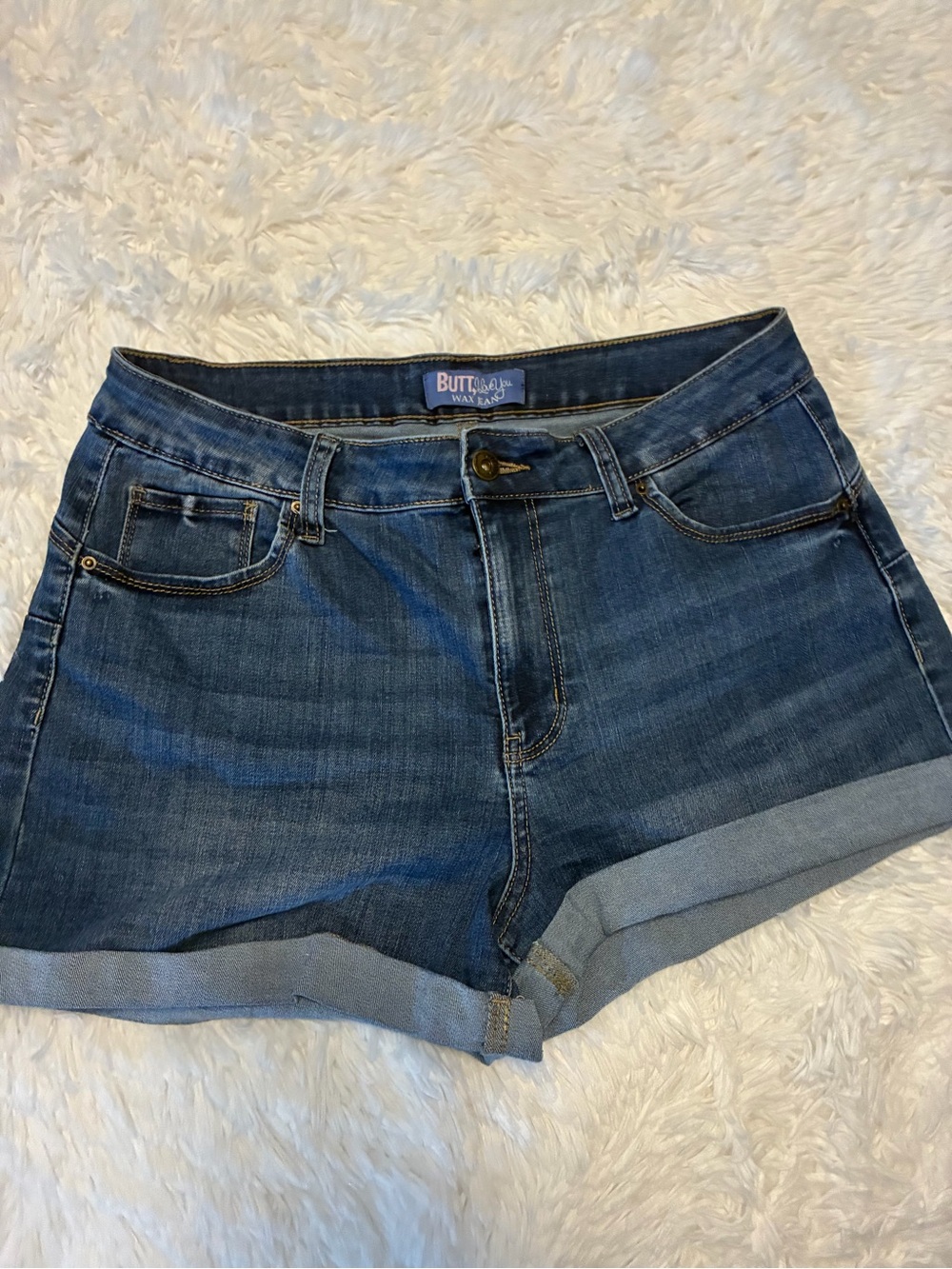 Wax Jean Dark Blue Rolled Cuff Denim Shorts